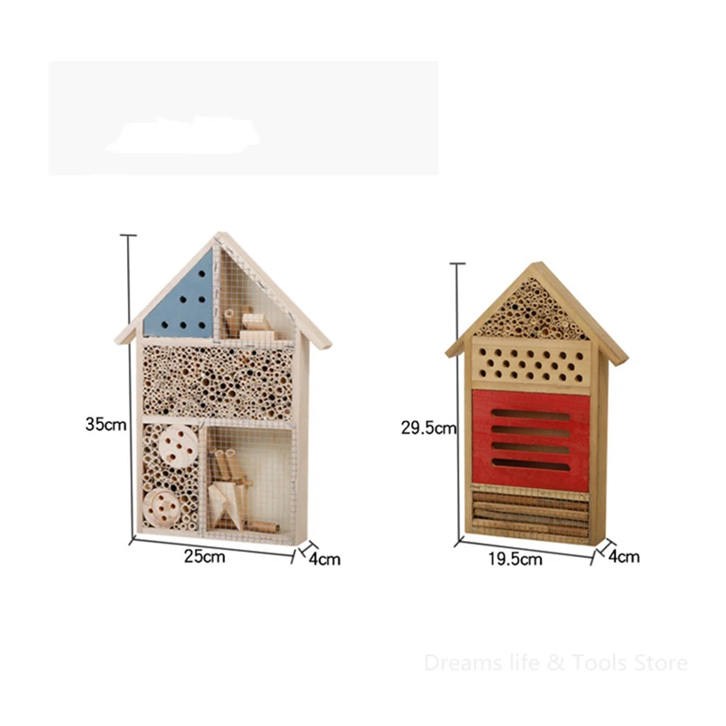 Insect Bee House Wooden Bee Nests Box Beehive Bug Shelter Nests Box Insects Beehouse Honey Tools Garden Decoration