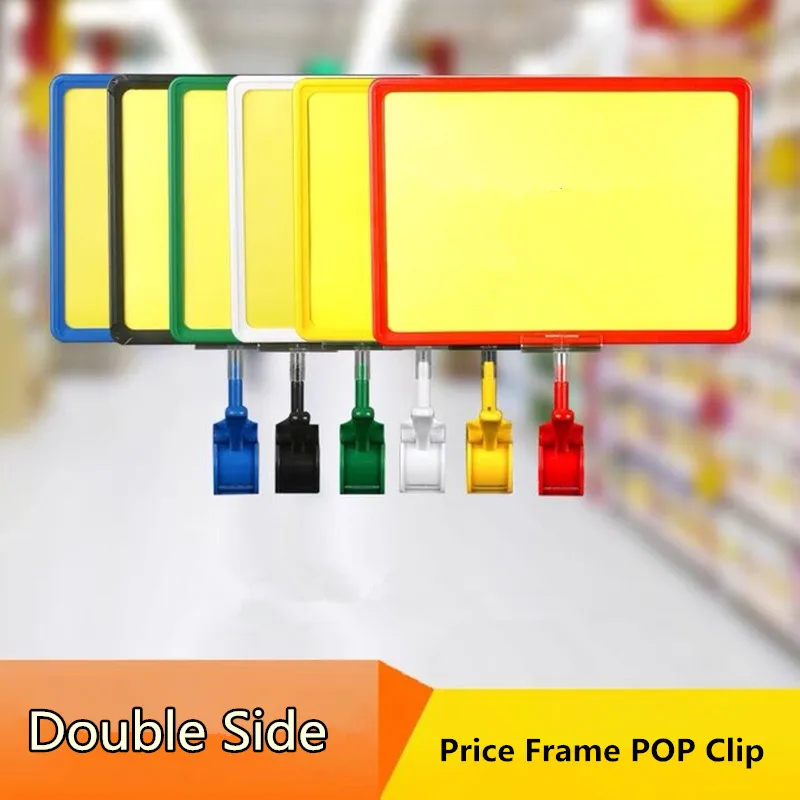 5 Pieces A4 Waterproof Double-Sided Shelf Labels Price Tags Holder POP Clip Stand Advertising Poster Display Frame Billboard l shelf top banner holder poster magnetic clip supermarket iron shelf magnet suction billboard chevron plate ktplate pop base