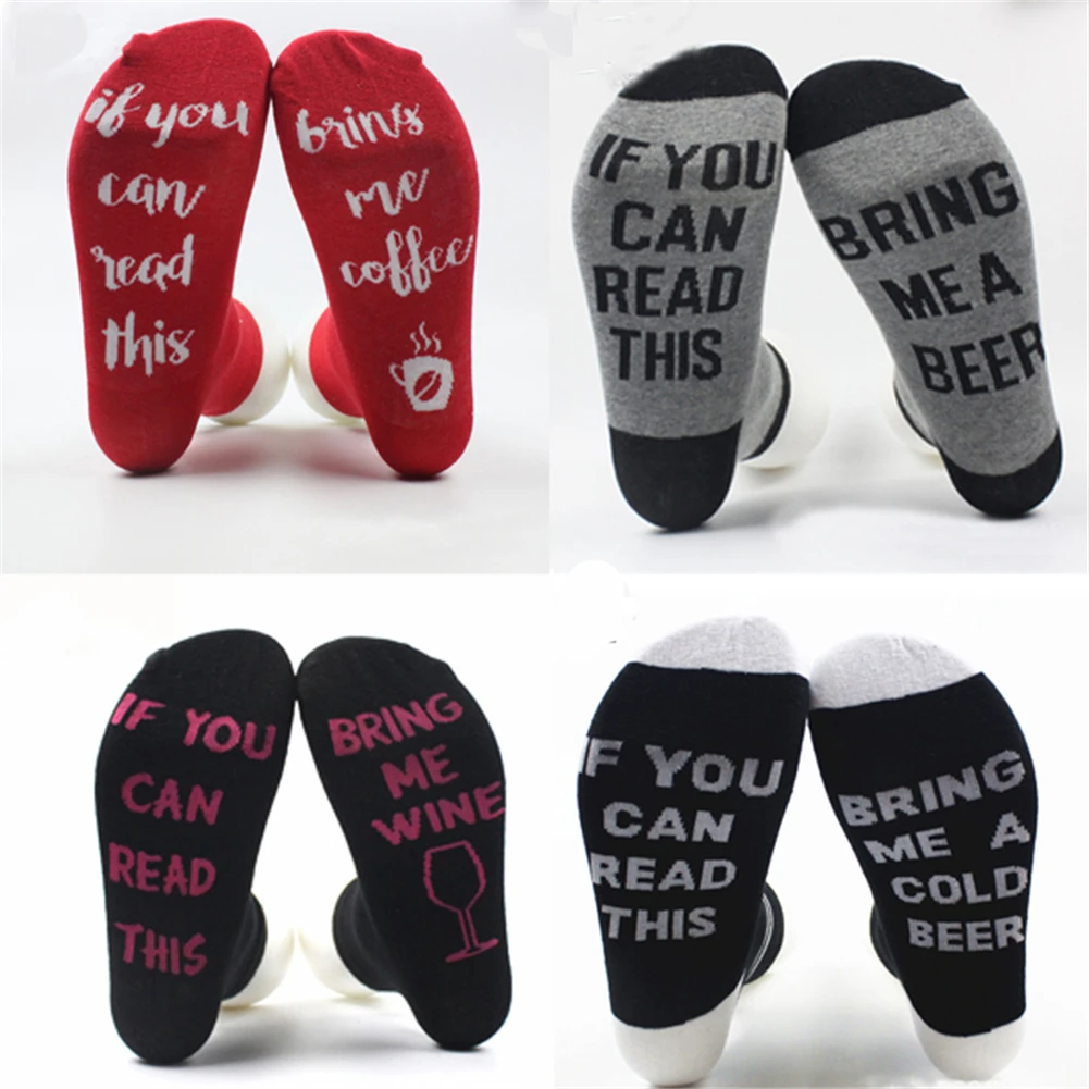 

New Style Autumn Winter English Lettered Sports Socks If You Can Read This Bring Me a Cold Beer Halloween Christmas Gift