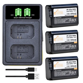 

NP-FW50 NP FW50 Camera Battery + LED USB Dual Charger with Type C Post for Sony Alpha a6500 a6300 a6000 a5000 a3000 NEX-3 a7R.