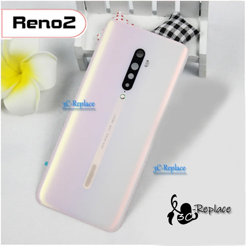 Новинка, 6,5 дюйма, для Oppo Reno2/Reno 2, задняя крышка, крышка для батареи, корпус, чехол, Задняя стеклянная линза, запчасти для замены - Цвет: Sunset Pink