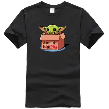 

Adopt This Jedi Men T-Shirts Hip Hop The Mandalorian Casual Tops New Summer 2020 Cotton Male T Shirt Baby Yoda T-Shirt