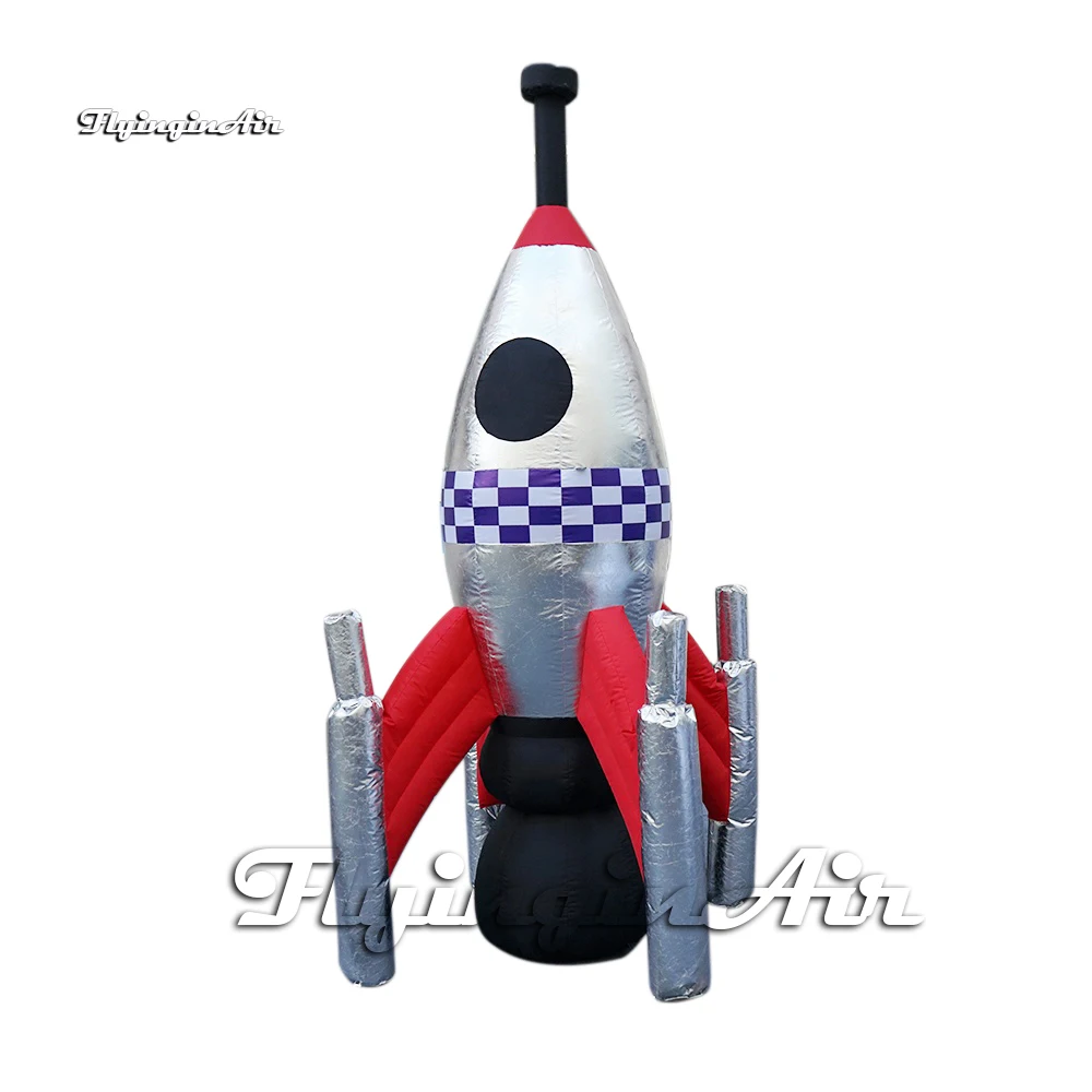 

Рекламная надувная ракета по индивидуальному заказу, модель 3 м высоты, серебристый воздушный космический корабль, копия для мероприятия