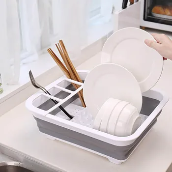 

Multi-functional Sink Folding Basket Bowl Dish Storage Rack Vegetable Washing Drainage Shelf Plates Cutlery Stand Racks