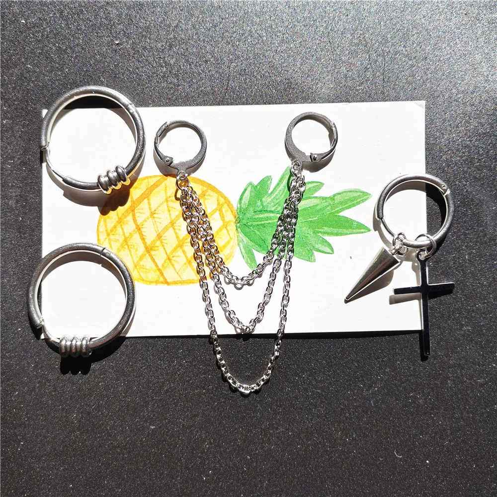 4 шт./компл. Bangtan ДНК V Ким тэ Хен Титан в форме Креста из нержавеющей стали, серьги с кисточками Корейская Ювелирная повязка на голову для Для мужчин и Для женщин