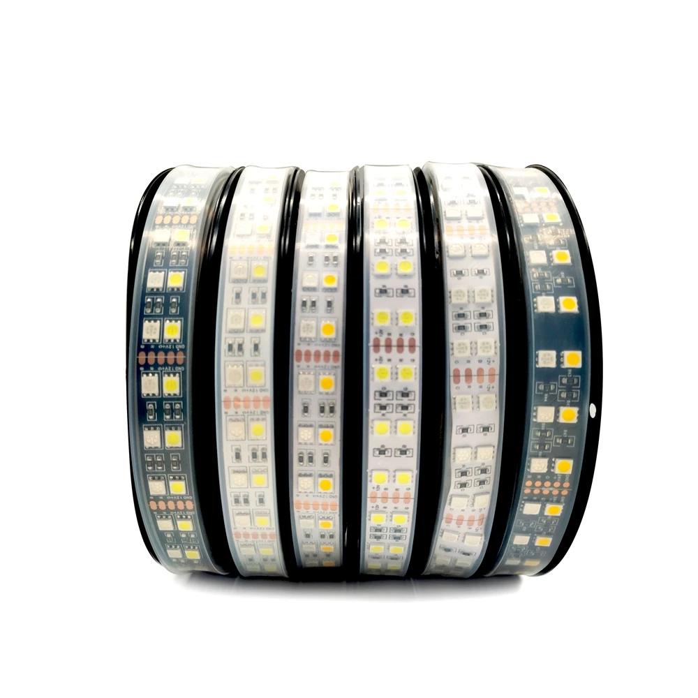 

DC 12V Double Row 5m 5050 RGB Luces Led Strip 120Leds/m Black/White PCB RGBW/RGBWW/White/Warm White Led Light IP30/IP67