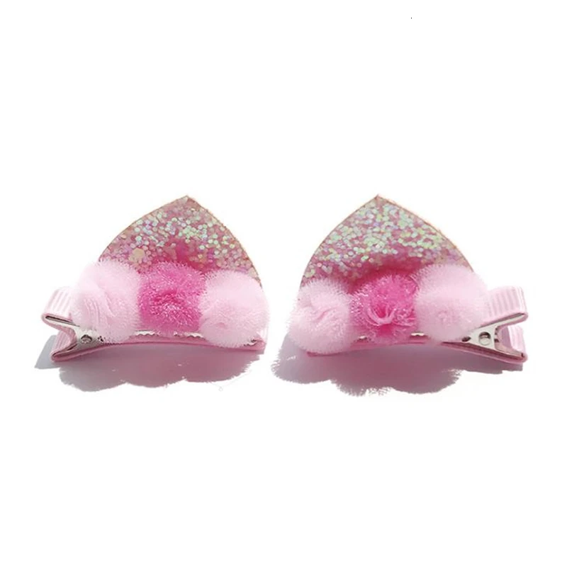 2pcs/set Shiny Sequin pretty hair clips for girls rainbow flower glitter cat ears bunny barrette hair accessories cute headbands for women