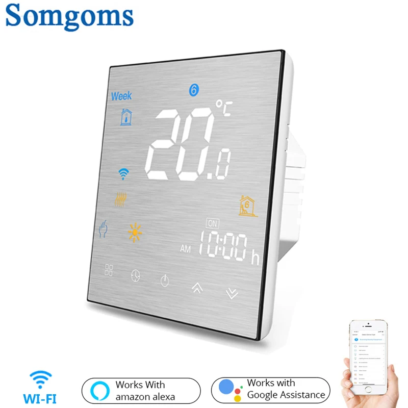 

WiFi Smart Thermostat Temperature Controller for Water/Electric floor Heating Water/Gas Boiler Works with Alexa Google Home