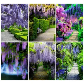 

Huacan Diamond Painting Full Square Flower Diamond Art Drill Mosaic Plant Embroidery Cross Stitch Home Decoration