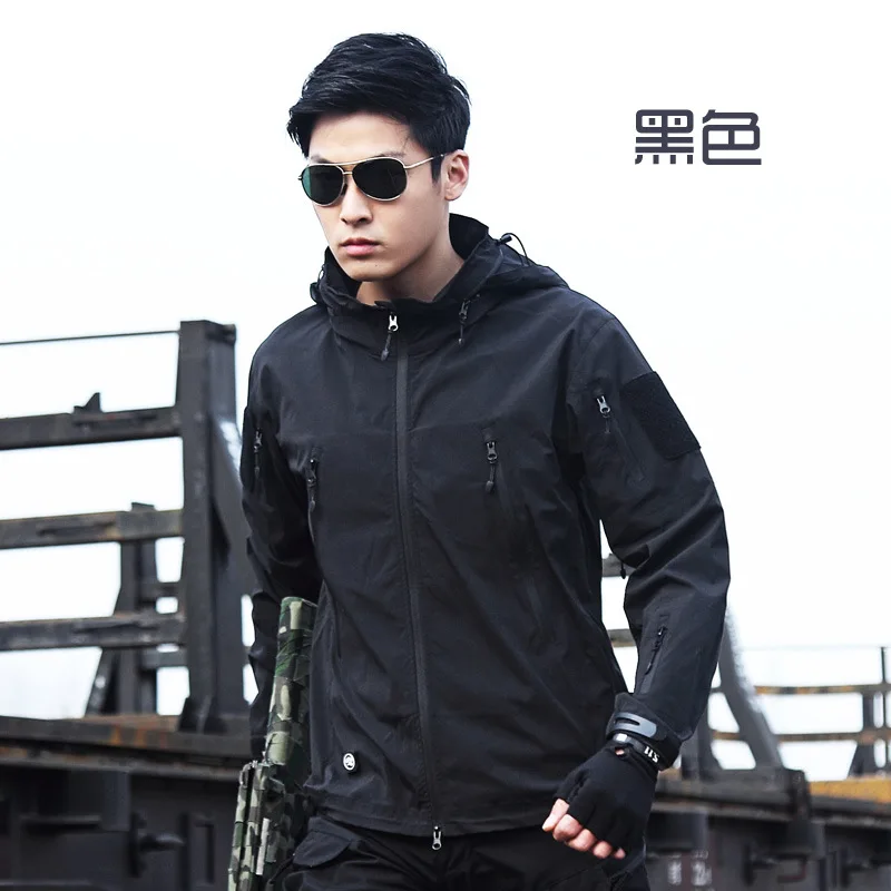 Outdoor Shark Skin Thin MEN'S Assault Jacket Spring And Autumn Tactical Trench Coat Waterproof Camouflage Coat