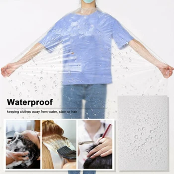 

Wholesale 100Pcs Hair Cutting Capes Disposable Waterproof Transparent Hair Salon Hairdressing Capes Gown M3