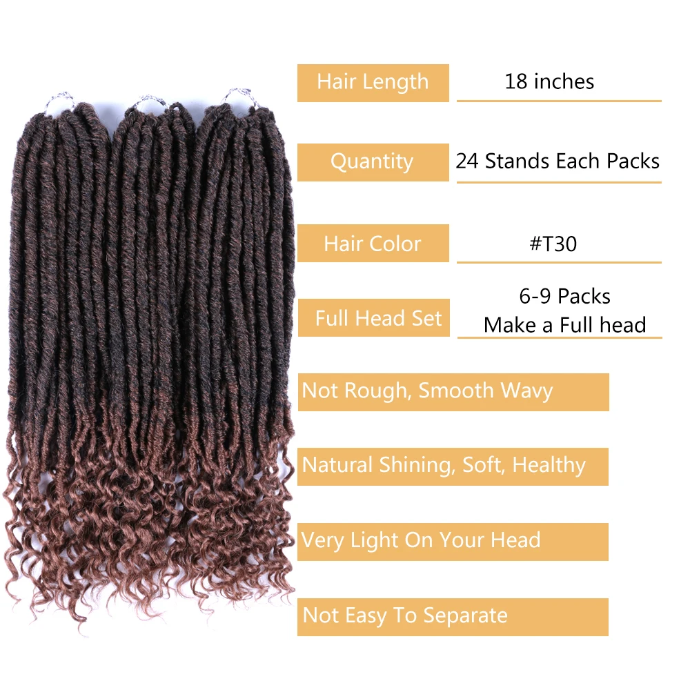 DAIRESS 18 &quotБогиня Locs крючком волосы кудрявые концы 24 корня искусственные локоны в