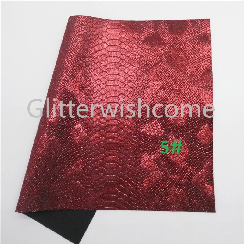 Glitterwishcome 21X29 см A4 Размер Металлическая Змея искусственная кожа ткань, синтетическая кожа ткань листы, из искусственной кожи для бантов, GM496A