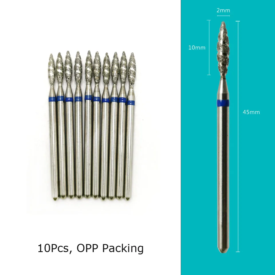 HYTOOS 10Pcs Tornado Flame Nail Drill Bits Diamond Cutters for Manicure Cuticle Clean Burr Diamond Mill Nails Accessories Tool 2