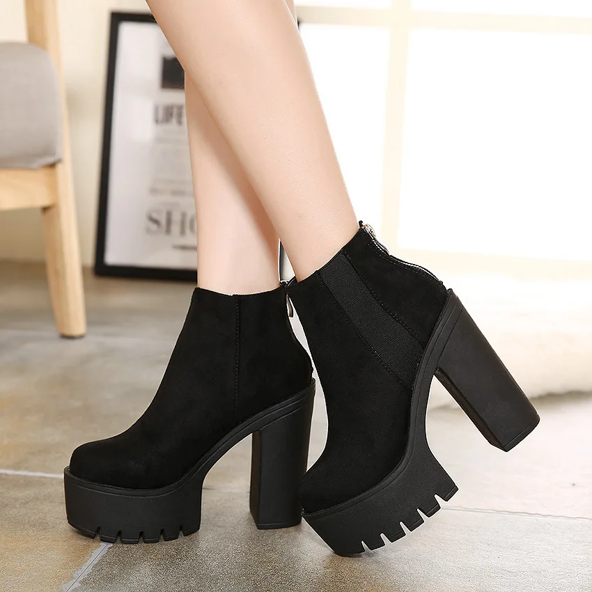 

Women's Short Boot Low Heels booties Autumn Boots Shoes Booties Ladies Bootee Woman 2019 Luxury Designer Lace Up Round Toe