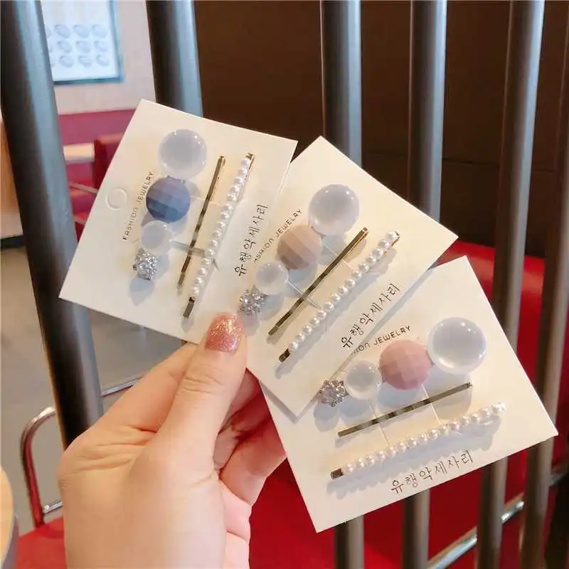 

3 Pcs Fashion Metal Hairpins Elegant Pearl Hair Clips for Women Girls Sweet Headwear Ornament Korean Barrettes Hair Accessories