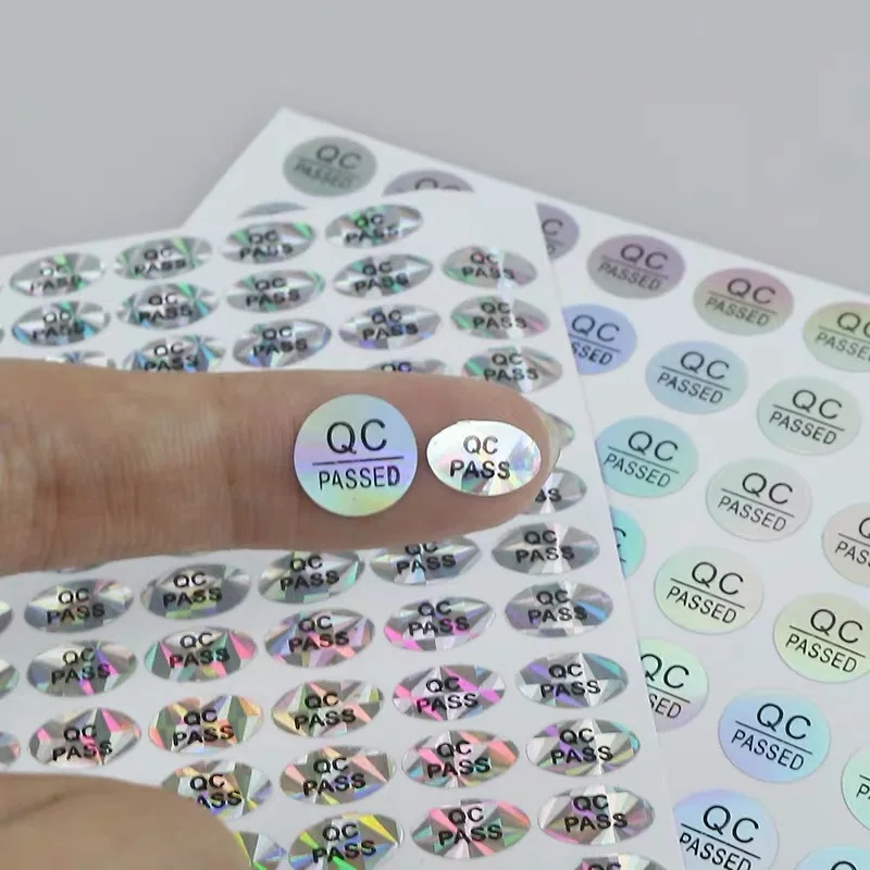 

800/1800pcs Spot supply 10mm QC PASSED hologram laser PET paper label product certification stickers