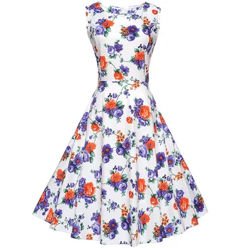 

0152-Hot Selling Retro Hepburn Wind Waist Hugging Slimming Printed Big Hemline Dress Belt