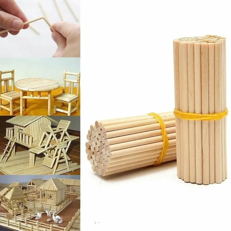 10 Pezzi 3-6Mm-Round-Wooden-Lollipop-Lolly-Sticks-Cake-Dowels-Diy-Food-Hand-Crafts