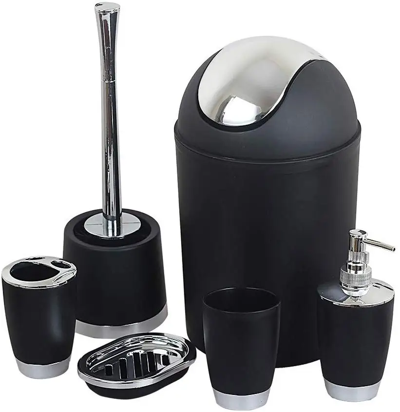 Trash can hotel household items plating plastic bathroom 6-piece wash bathroom set bathroom set accessories