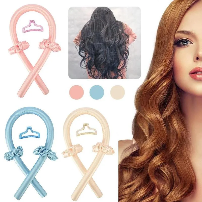 Lazy Hair Curler Rollers Heatless Curling Rod Headband Curls Silk RibbonSleeping Soft Wave Formers No Heat Ribbon | Красота и