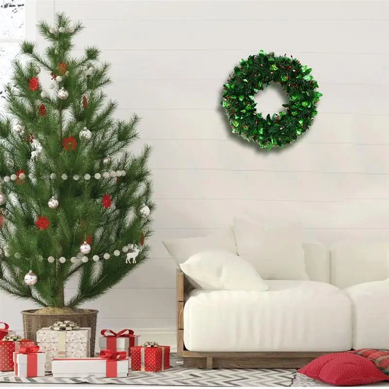 15.75in Christmas Wreath Artificial Decorative Door Hanging Wreath Xmas Decor For Party Home Decoration