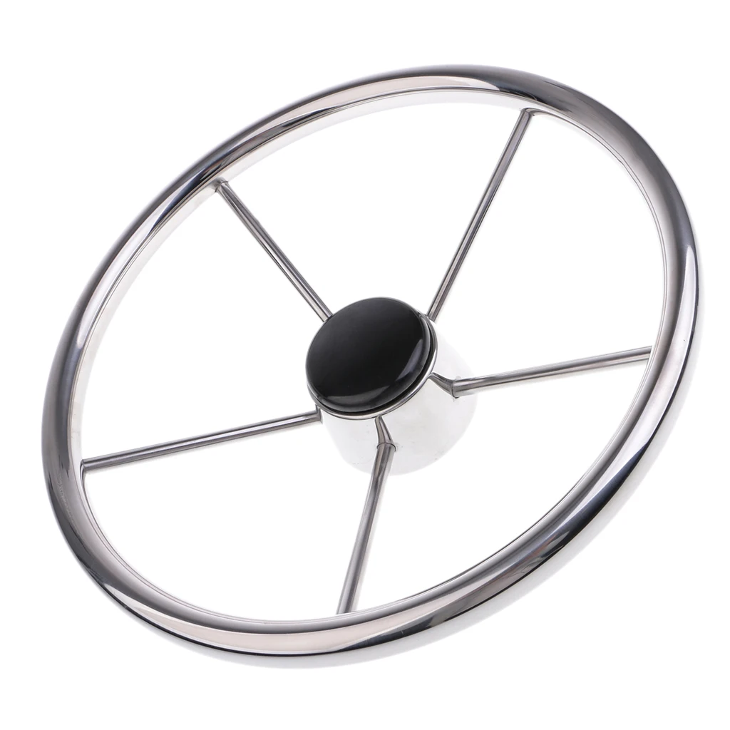 Heavy Duty 34.5cm Stainless Steel 5 Spokes 3/4'' Marine Boat Steering Wheel for Boats