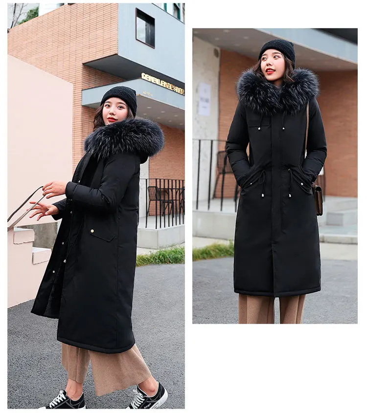 Новая Стильная хлопковая стеганая Одежда Женская Толстая длинная куртка выше колена с хлопковой подкладкой плюс бархатное корейское зимнее пальто-стиль