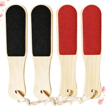 

4pcs Double-sided Wood Feet Files Dead Skin Remover Pedicure Rub Foot Tool Grinder Scrubber Callus Remover for Foot (Random Colo