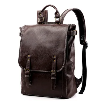 

Luxury Brand Vintage Men Backpack For Teenage School Bags Male Large Capacity Laptop Backpacks Leather Black Korean Travel Bags