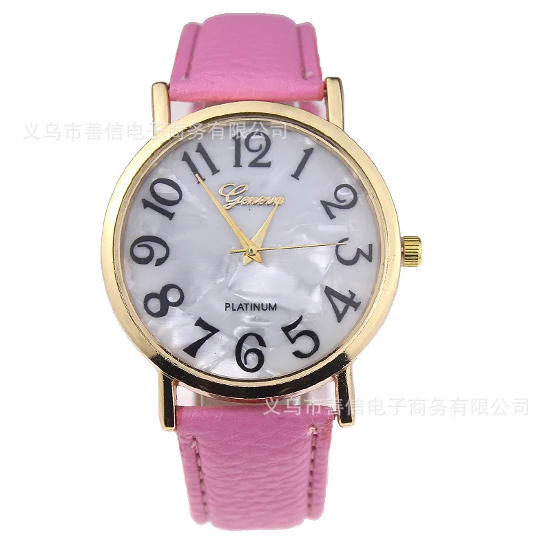 

EBay Hot Selling Men And Women Watch Geneva Marble with Numbers Surface Quartz Belt Watch