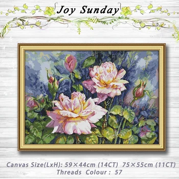 

Vintage rose flowers painting 14CT 11CT counted cross stitch kits embroidery set Needlework Set chinese cross stitch Home decor