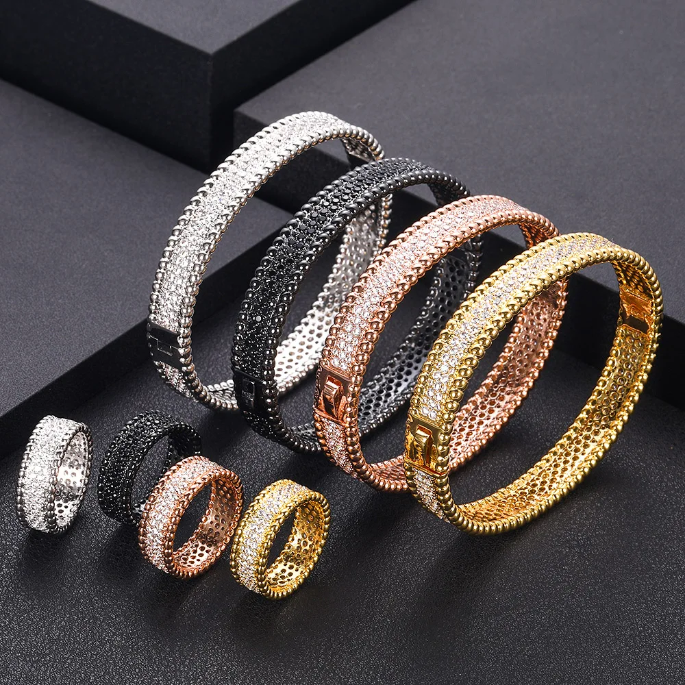 

jankelly Luxury roundshape Bangle Ring Sets Fashion Dubai Silver Bridal Jewelry Sets For Women Wedding brincos para as mulheres