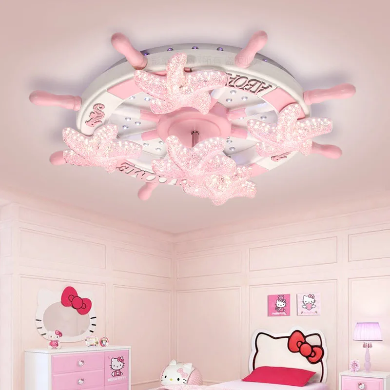 

Mediterranean pink Rudder Starfish ceiling lamp for girls bedroom nursery home deco living room lights kids cartoon led fixture