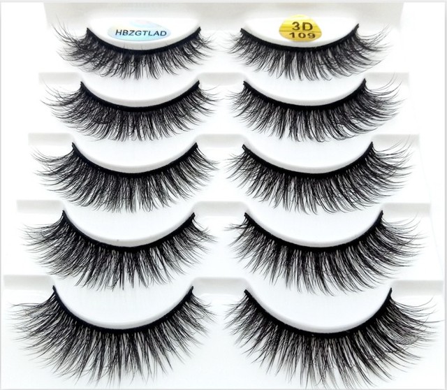 5 pairs 3D mink false eyelashes natural makeup eyelash extension long cross volume soft fake eye lashes winged faux cils
