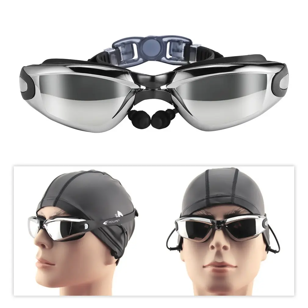 Clear Waterproof No Leaking Anti-Fog Adjustable HD Soft Silicone Swim Goggle With Free Earplug Nose Clip | Спорт и развлечения