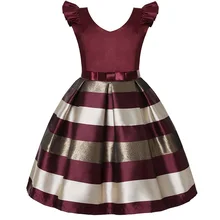 QISIMI/платье для девочек Новое Кружевное платье принцессы в полоску для девочек; торжественные платья для маленьких девочек праздничное платье для девочек Рождественская одежда