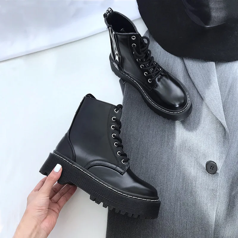 Martin Boots Female British Fan Boots 19 Autumn and Winter New Classic Thick with Beef Tendon Lace Boots Women
