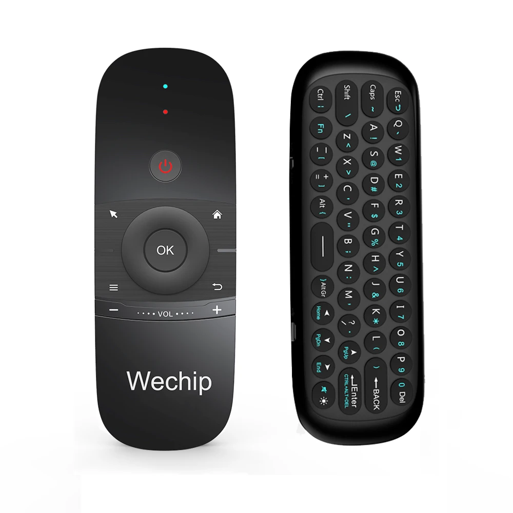 Comprar Wecchip W1 2,4G giroscopio inalámbrico Air Mouse con teclado Inglés o ruso Smart Remote Control para Windows PC Android TV Box