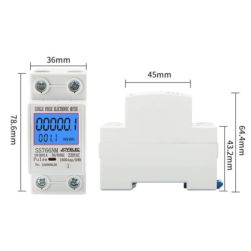 Energy Meter JOYELEC Digital Single Phase Reset Zero kWh Voltage Current Power Consumption 220V AC