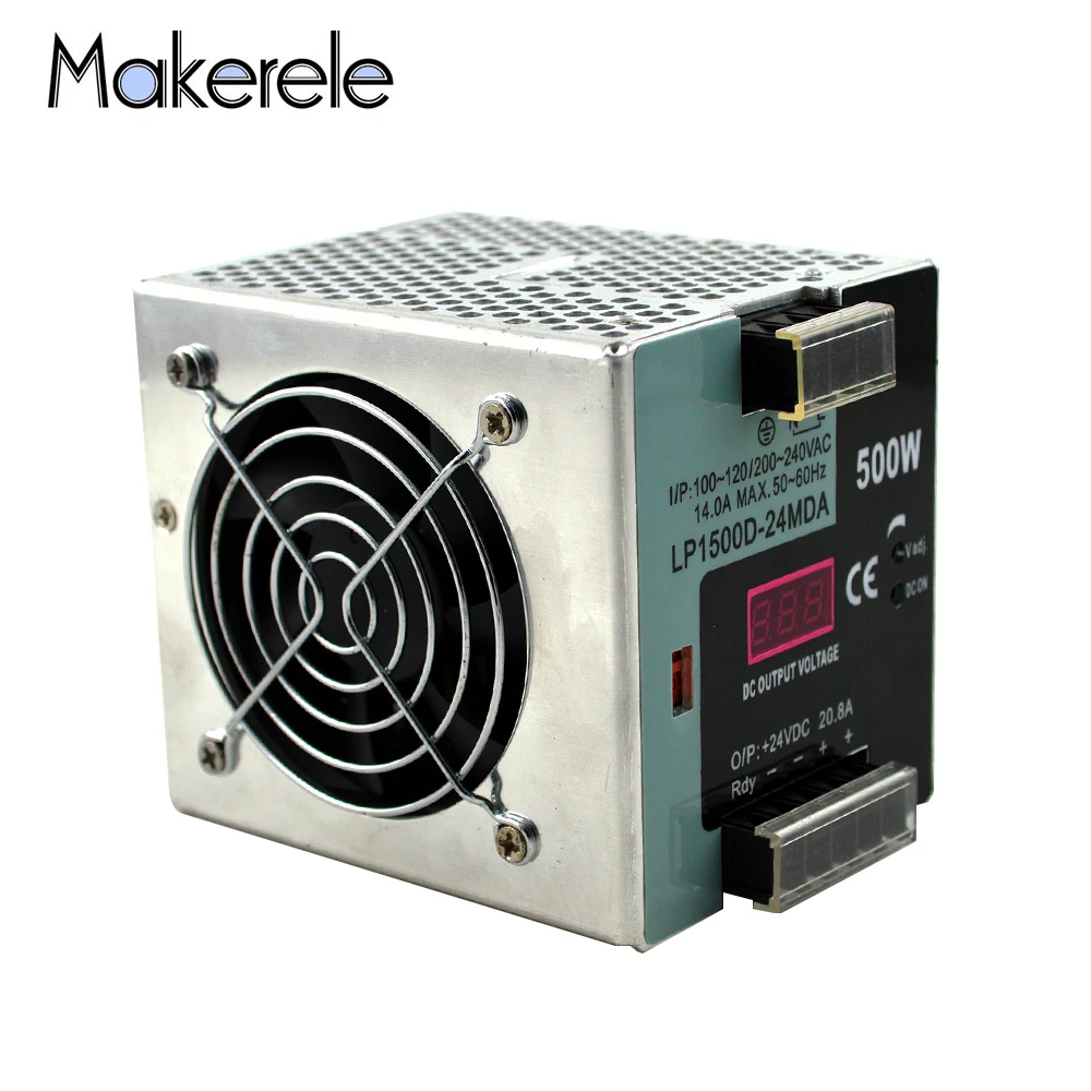 DC 12V 24V 48V Регулируемый импульсный источник питания AC/DC 500W источник питания цифровой дисплей din-рейка один выход мини Регулируемый