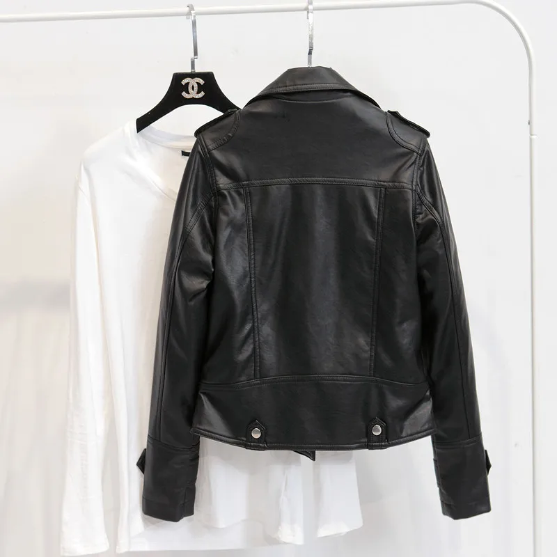 New Loose PU Faux Leather Jacket Women Classic Moto Biker Jacket Spring Autumn Lady Basic Coat Plus Size Outerwear