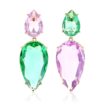 

XIUMEIYIZU Large Water Drop Stone Earrings Fashion Carrot Design Asymmetry Color Zircon Stone Fashion Drop Earrings Female Gifts