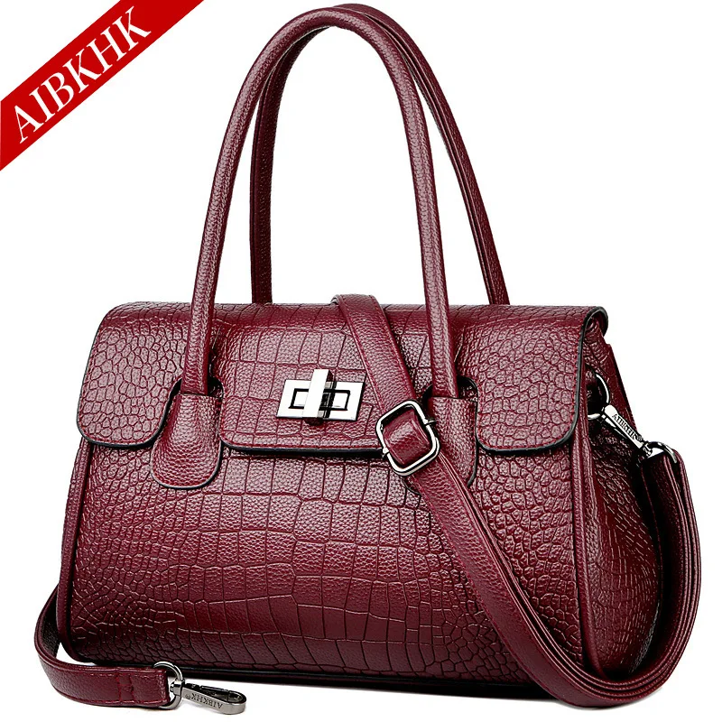 Роскошные сумки женские сумки дизайнерские коровья кожа сумочка крокодил сумка на плечо женские ручные сумки черные сумки-шопперы для женщин - Цвет: S9209-Burgundy
