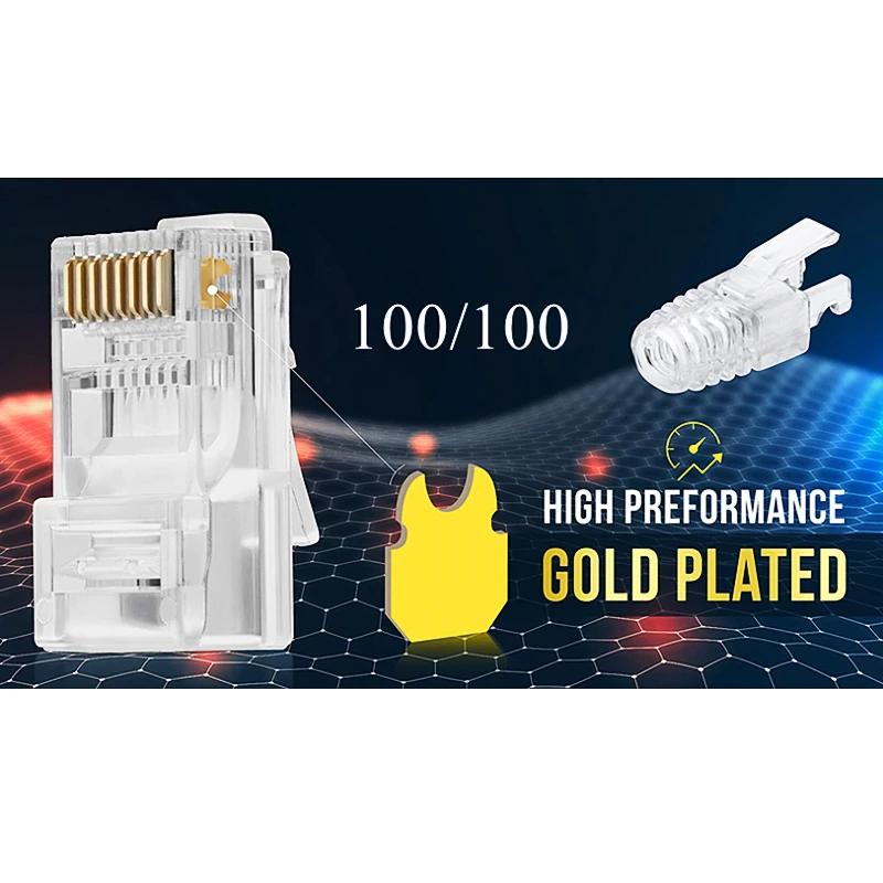 Conector de Htoc Rj45 Passa Através dos Conectores e o Pacote das Botas do Relevo da Tensão de 100 100 Total de 200 para o Cabo Ethernet da Rede Cat6 o Ferramentas de rede - Imagem 2