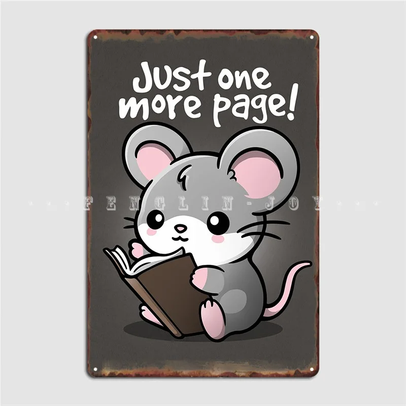 

Mouse One More Page Metal Plaque Poster Garage Decoration Club Living Room Vintage Tin Sign Poster