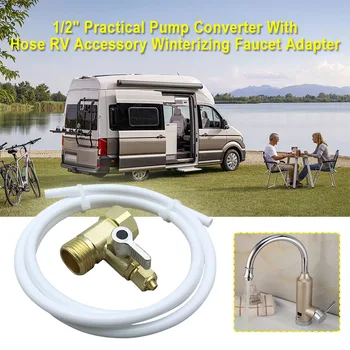 

With Hose 1/2" RV Accessory Home Connection Practical Replacement Winterizing Tools Pump Converter Wear Resistant Faucet Adapter