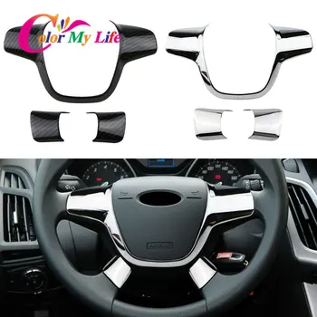

Car Steering Wheel Trim Cover Sticker Decoration Case for Ford Focus 3 MK3 2012 2013 2014 KUGA Escape 2013 2014 2015 Accessories