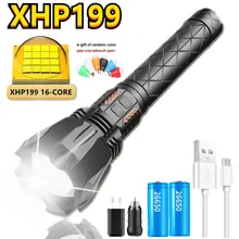 

Super brightness XHP199 LED Flashlight 5000LM 16-core LED Zoomable Waterproof Range 1000m Torch USB Rechargeable by 18650 26650