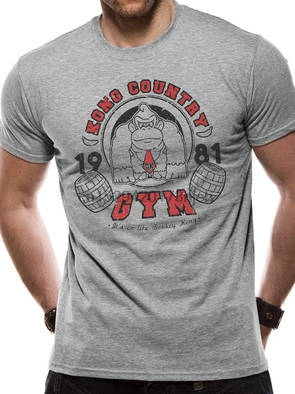 Серая мужская футболка Donkey Kong Gym intendo SNES | Мужская одежда